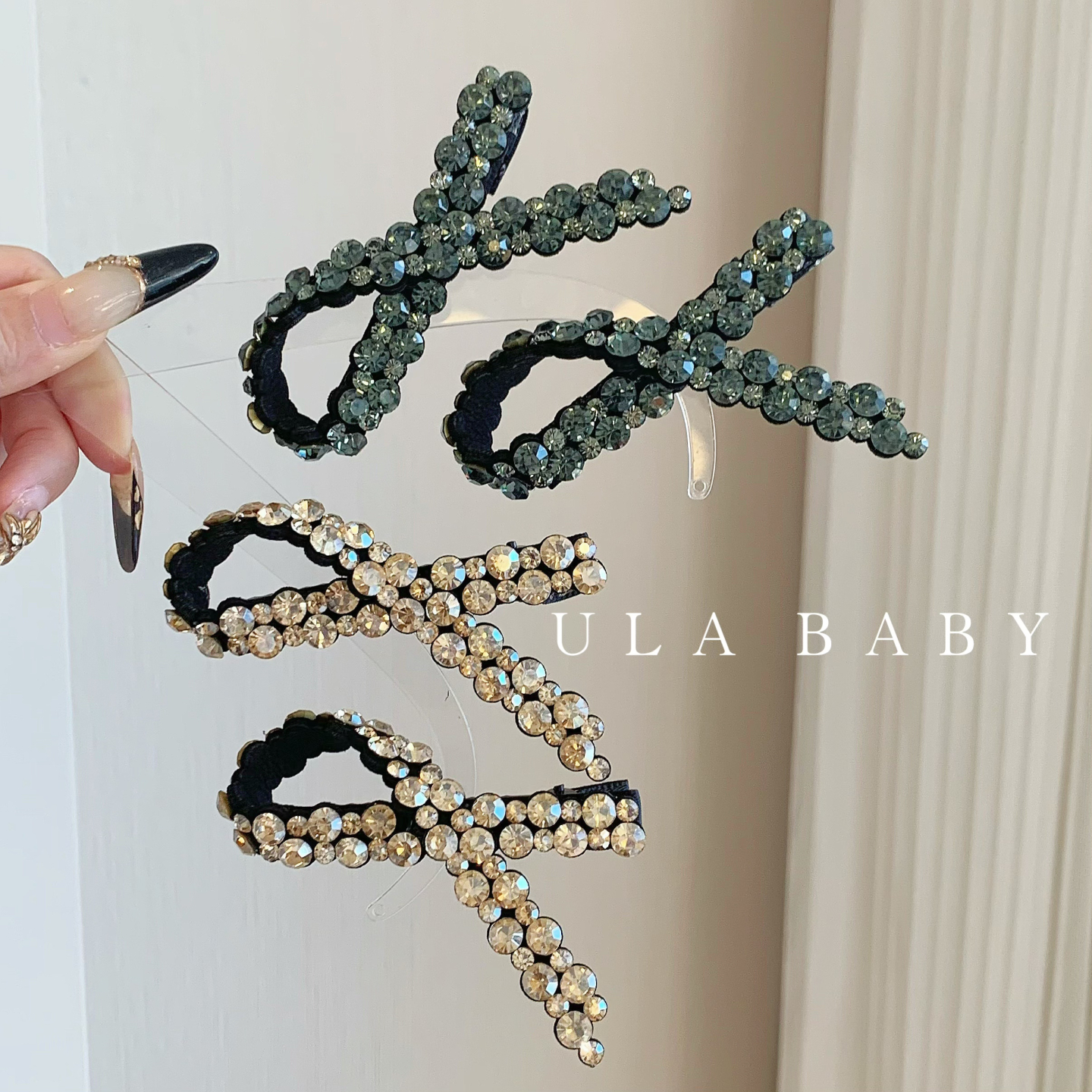 【喜儿ula】11-15-6超闪精致蝴蝶结气质刘海鸭嘴夹