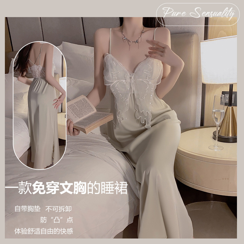 性感蕾丝水波纹舒适吊带睡裙唯美修身轻奢浪漫甜美家居服可配丝袜