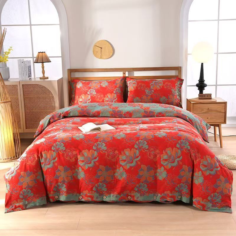 新款轻者复古双层纱四件套--风华绝代机洗柔软舒适他耐用家用