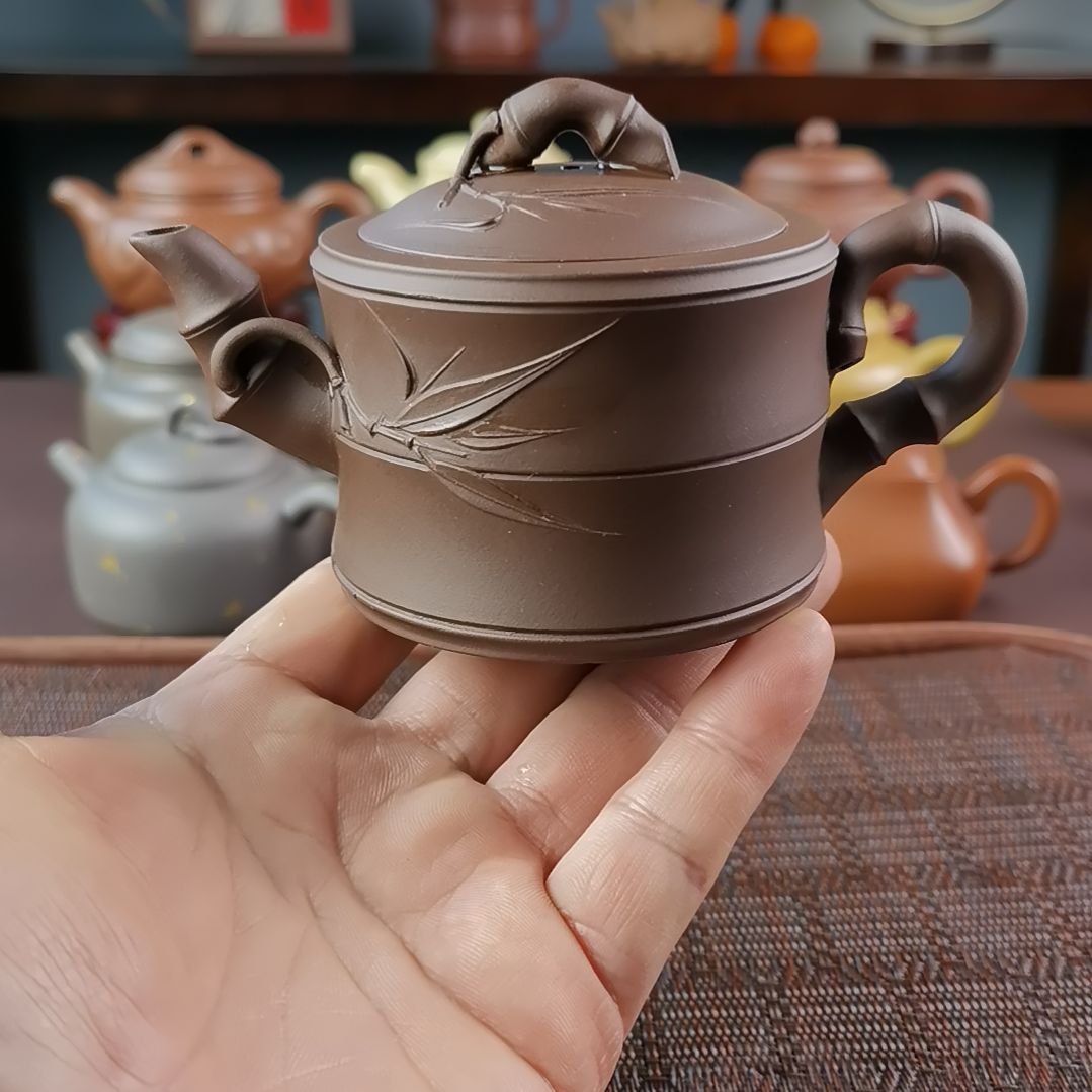紫砂茶壶紫泥可心竹段200CC