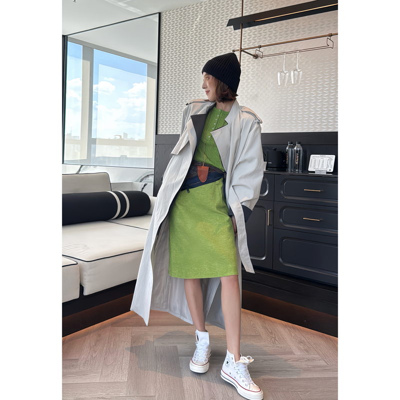 【娇娇私服定制】新款休闲质感穿搭风衣外套82062#