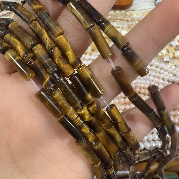 玛瑙/玉髓合金珠宝半成品一条虎眼管珠