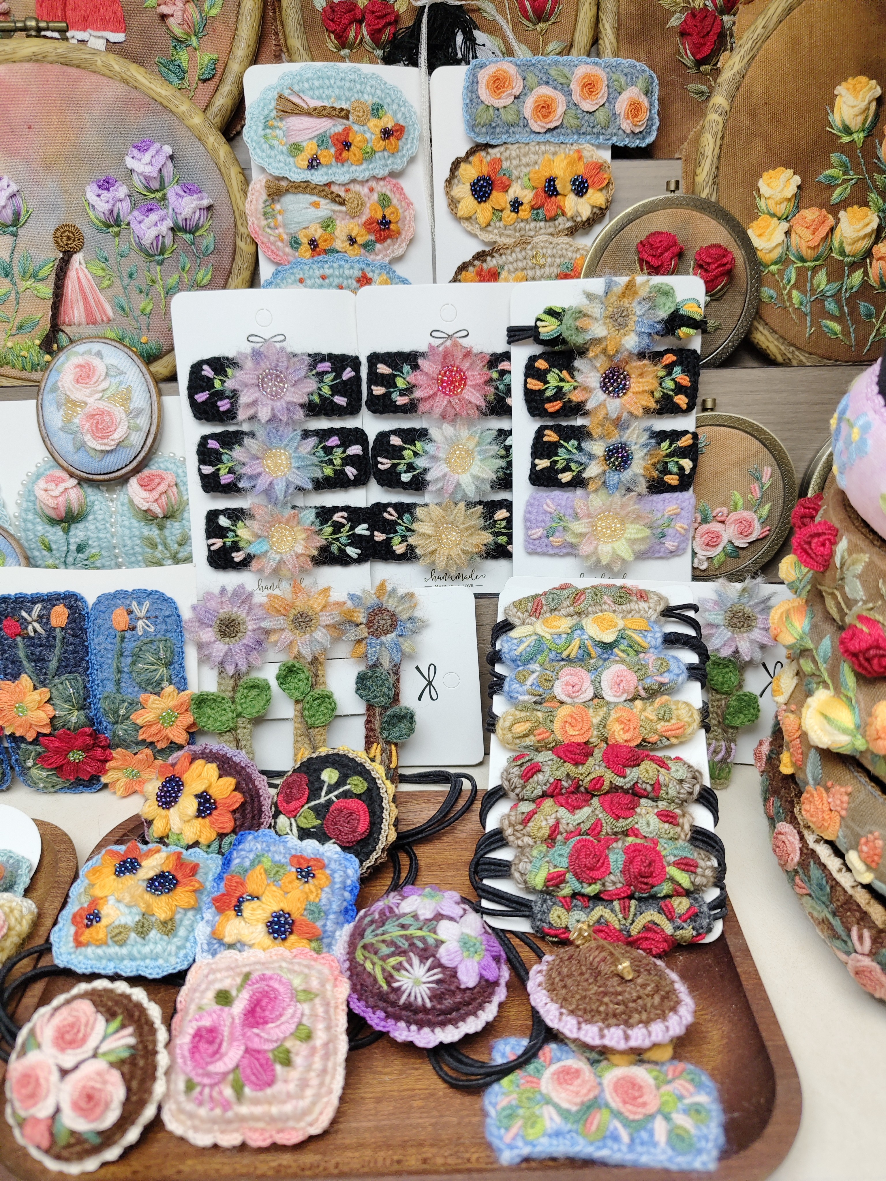全品类成品手工立体花朵刺绣发夹发绳