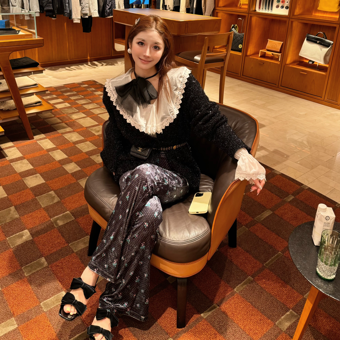 可恶空调房毛衣黑紫银色亮闪