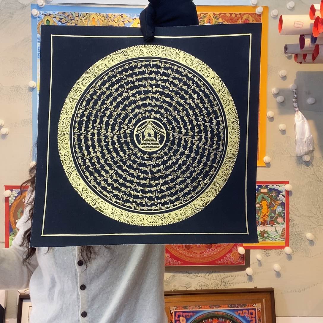 卷轴画纯手绘六字真言唐卡30厘米左右