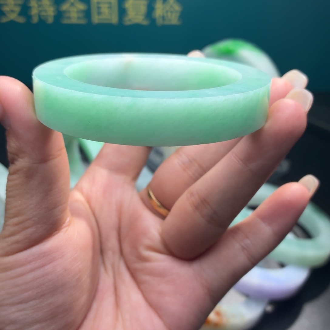 定制翡翠未镶嵌正圈天然翡翠手镯定金链接