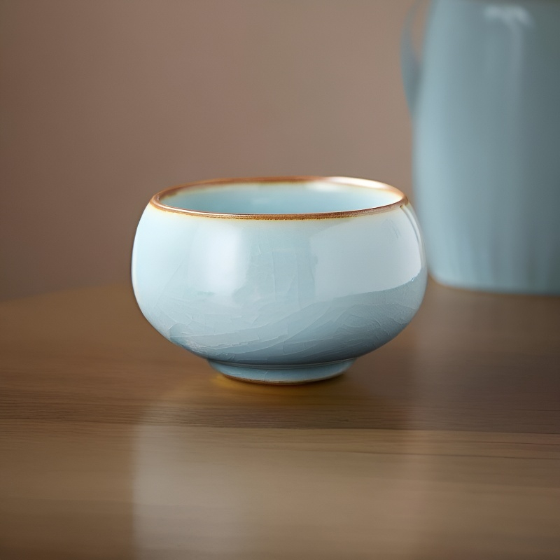 天青釉纹罗汉陶瓷品茗家用冰裂样式主人杯茶盏茶具茶杯【P28】