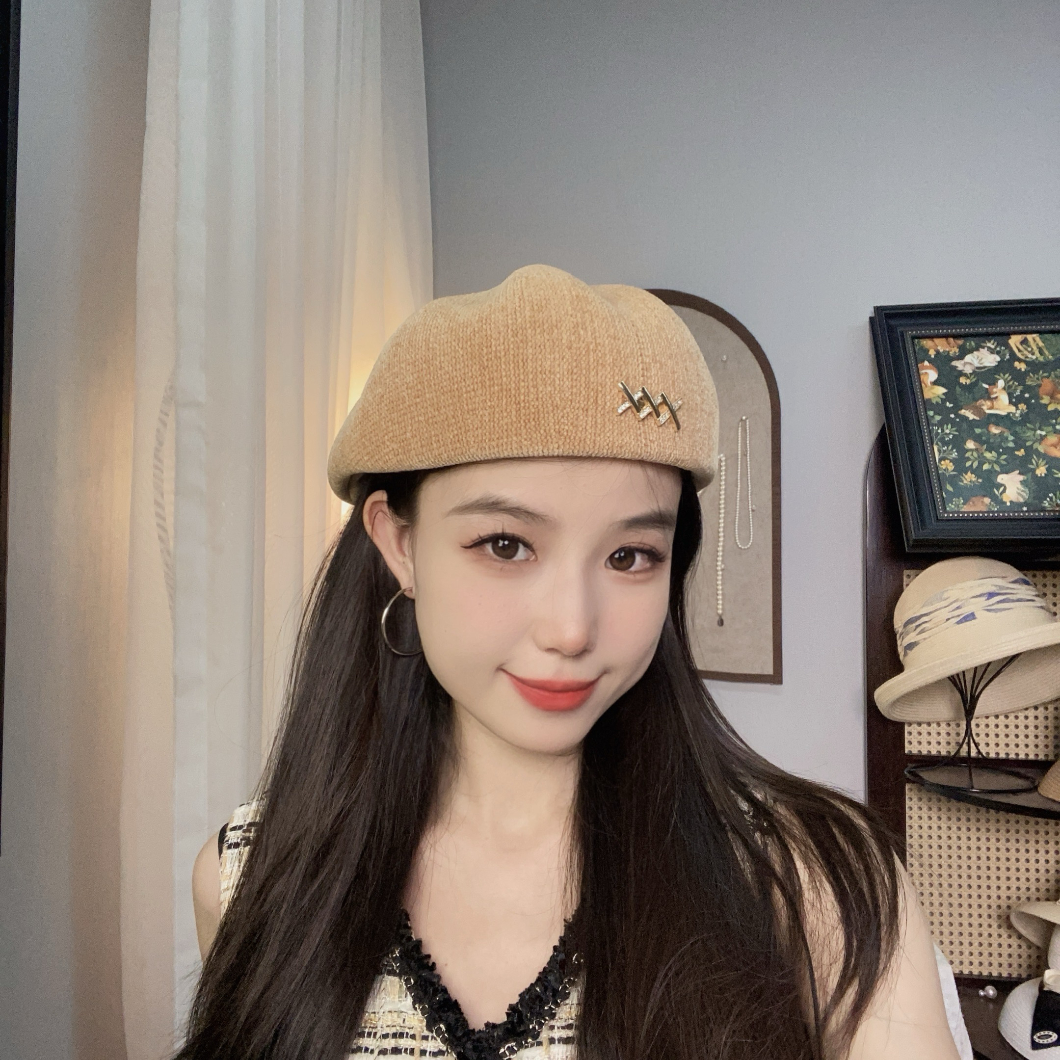 秋季贝雷前进帽子画家显脸小韩系气质款