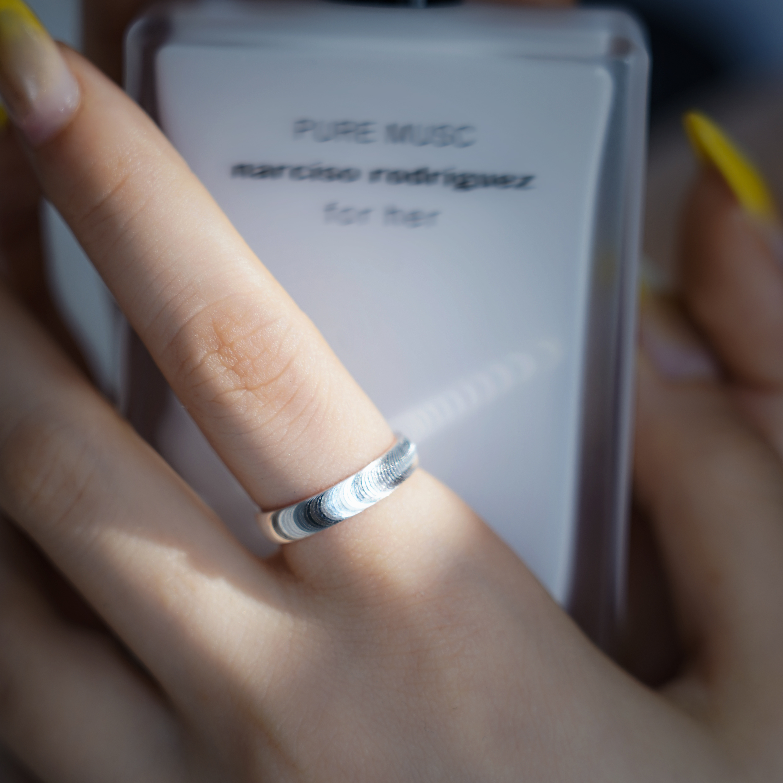 足银戒指 时尚情侣小众简约个性CNC戒指开口手工百搭素圈