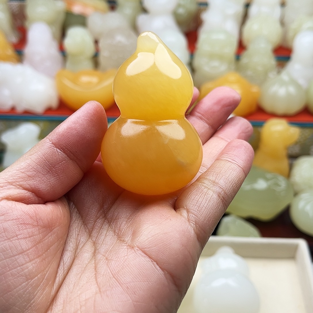 隆***愚石材葫芦手吧摆件