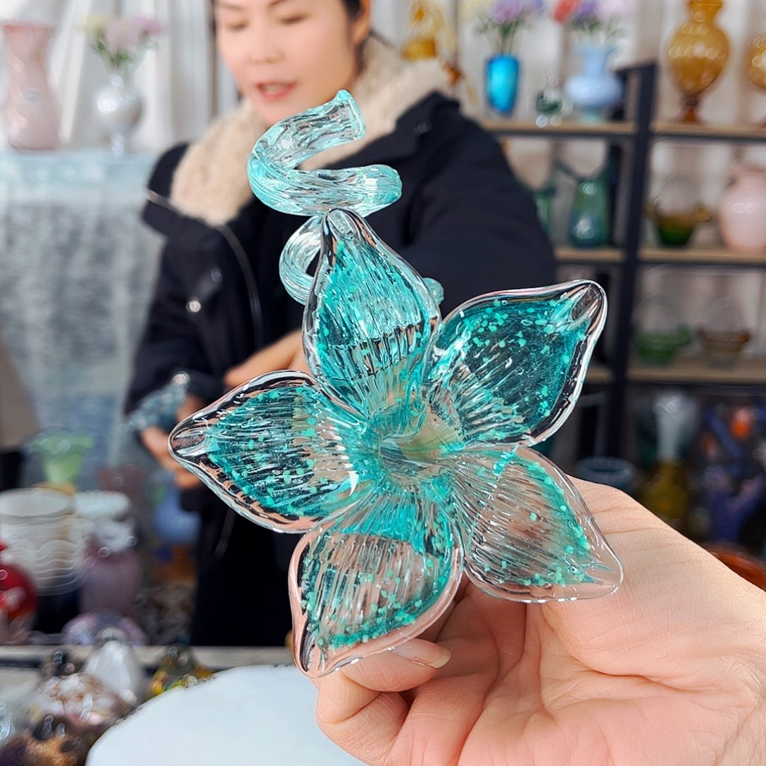 M***n夜光烛台花 家悦琉璃工艺品