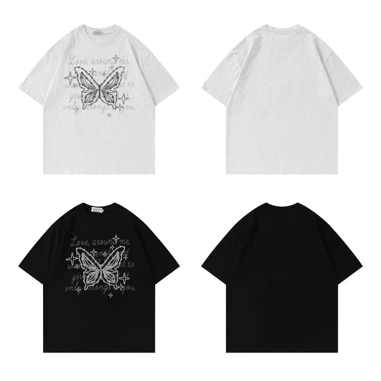 立体蝴蝶印花T恤（No退换）
