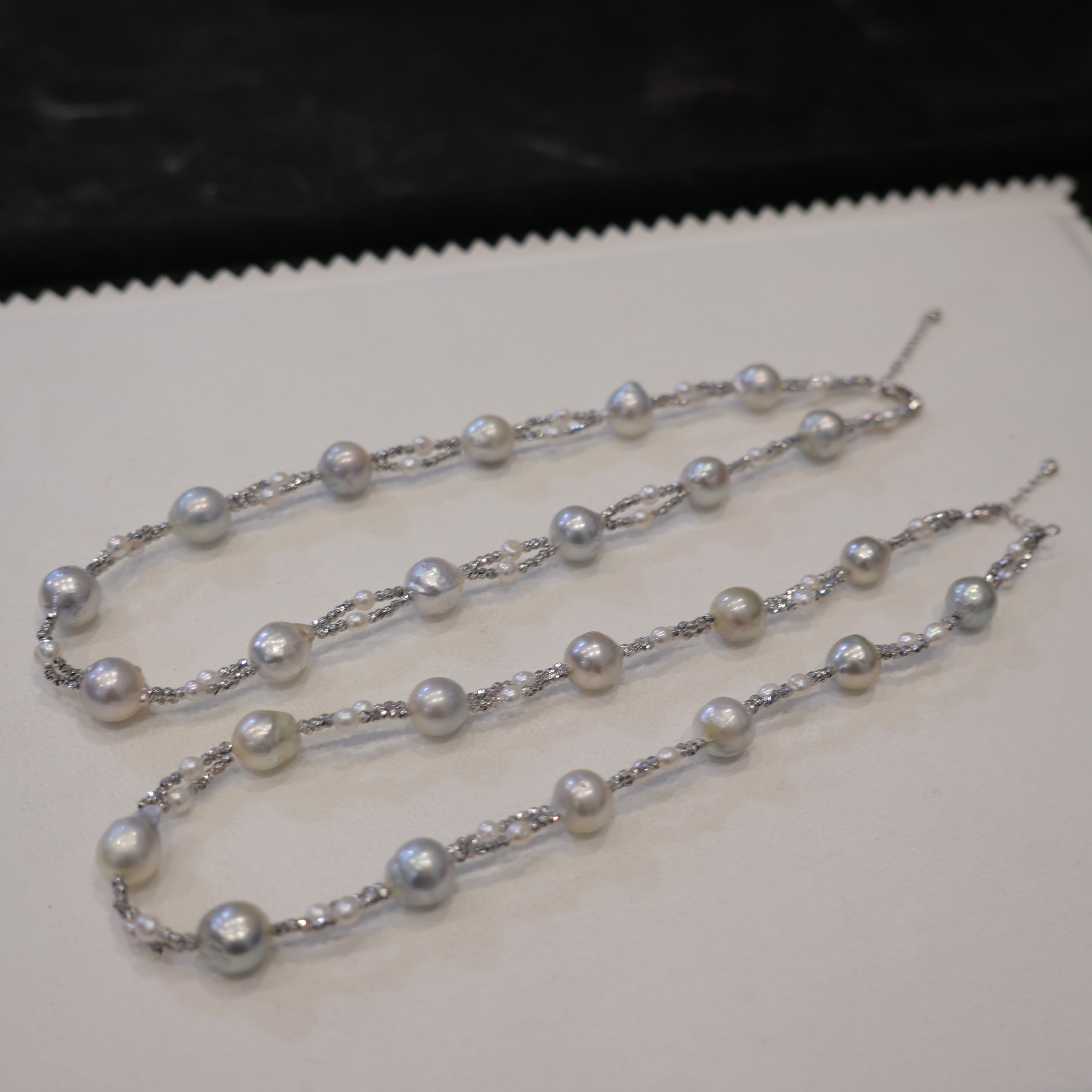 海水珍珠项链银冷光澳白巴洛克设计款麻花扭扭链多样性发一