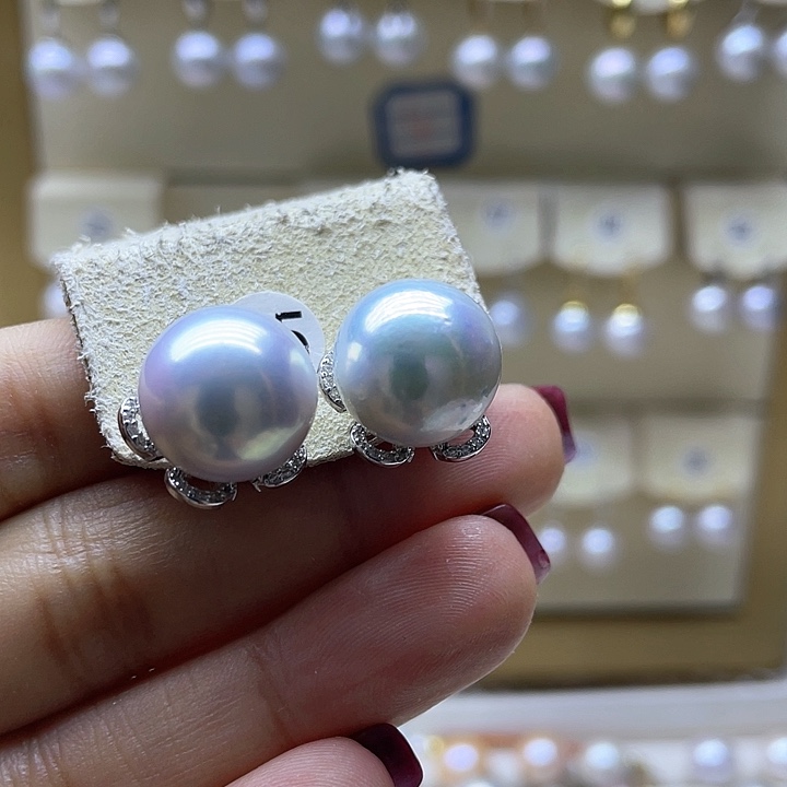 淡水珍珠耳饰银S925镶嵌