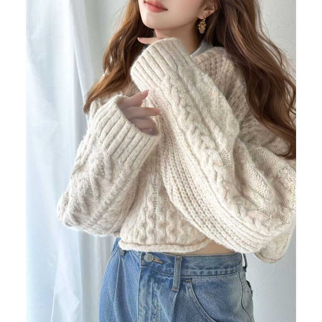 【Montendre】 秋冬上新 C 时尚重工拼接百搭长袖针织毛衣