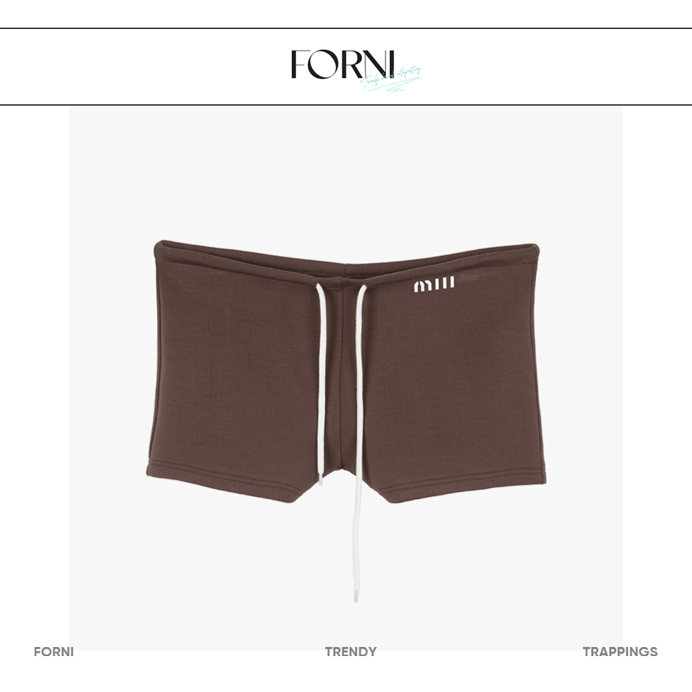 FORNI 腿精少女 低腰抽绳短裤时尚休闲阔腿夏季松紧腰