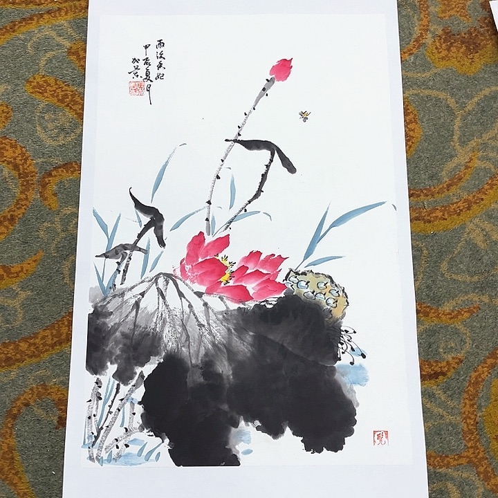 国画沧**尘四尺三开唐加兰