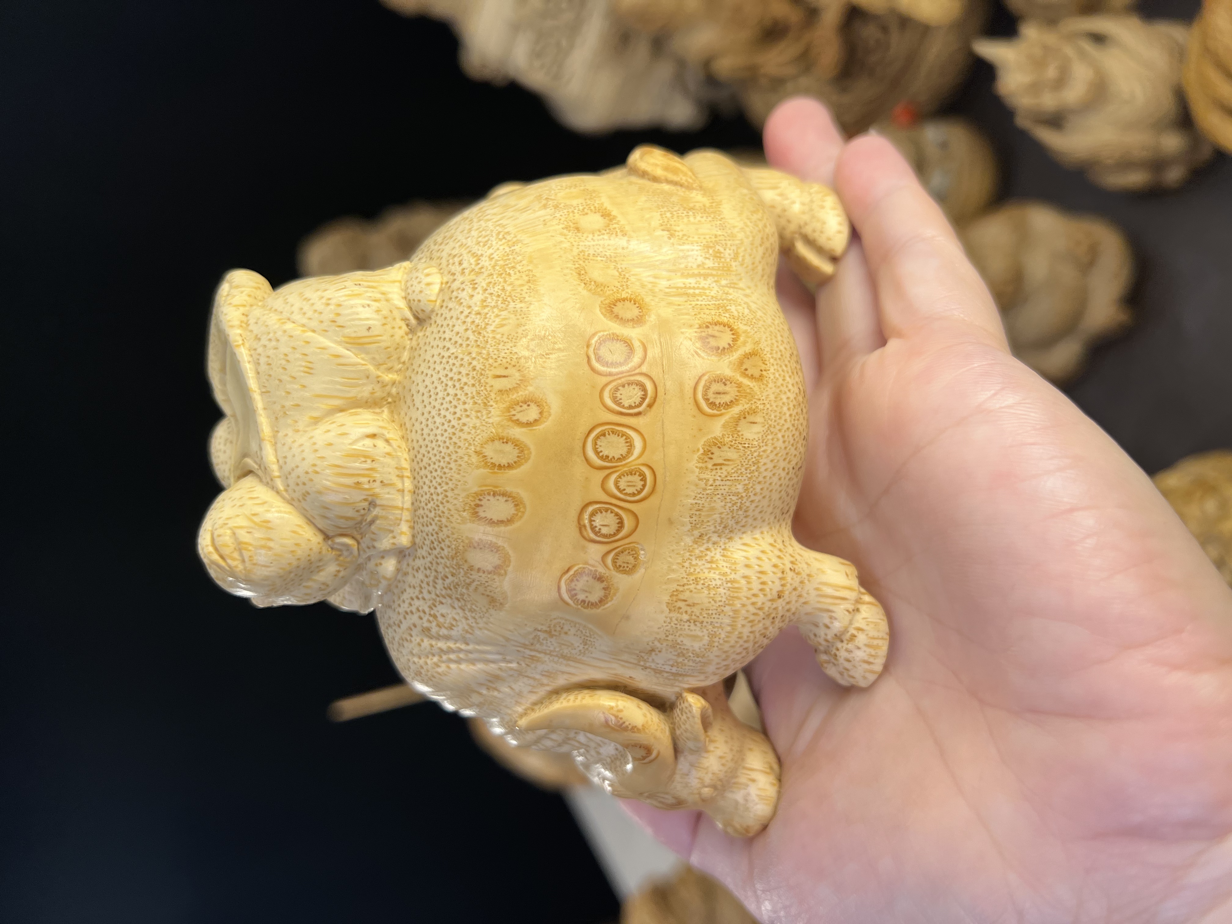 纯手工竹根老料童子牧牛手把件
