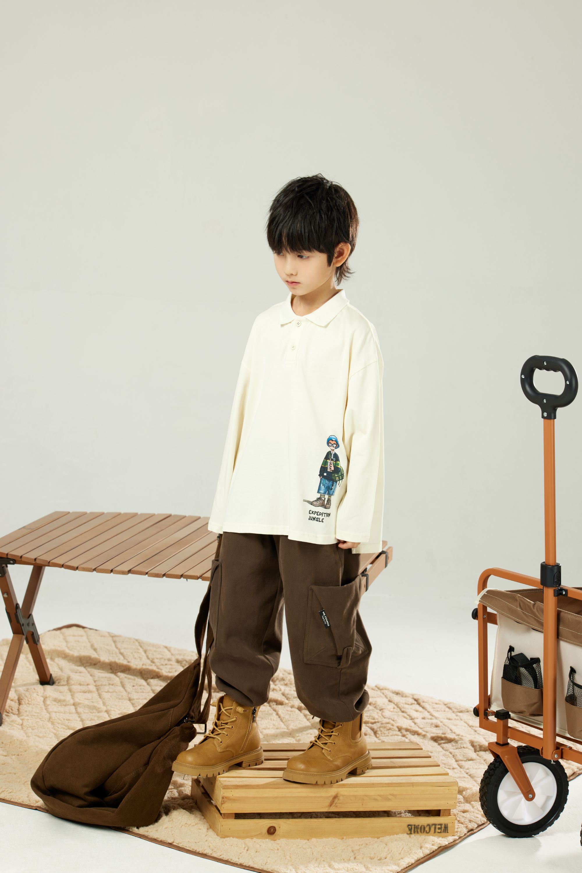 1635128妮可贝贝中男童POLO衫长袖休闲印花