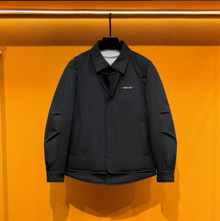 白鸭绒假两件潮流翻领羽绒服男冬季百搭时尚复古休闲外套 3179.77