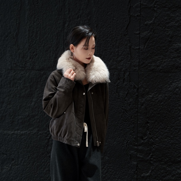 YOYO Y544 狐狸毛羽绒服短款外套女休闲百搭