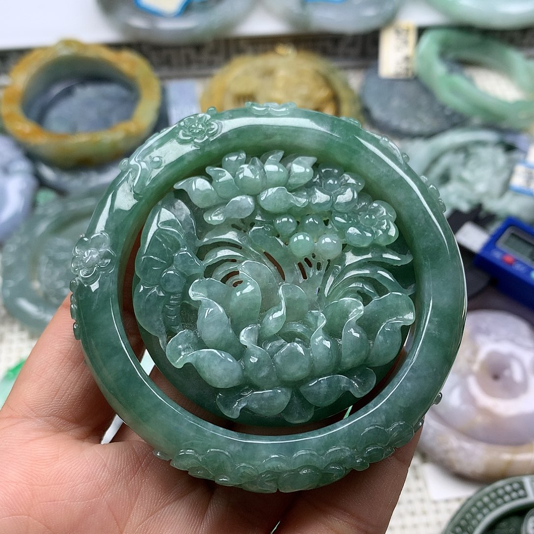 翡翠未镶嵌手镯复古风格55