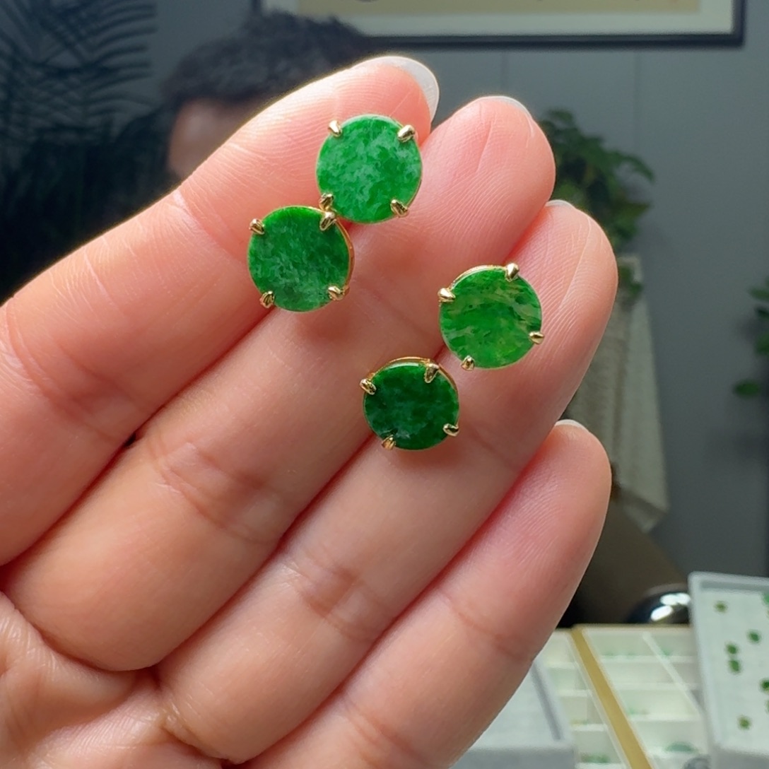 翡翠银S925镶嵌耳饰多样性发货其一