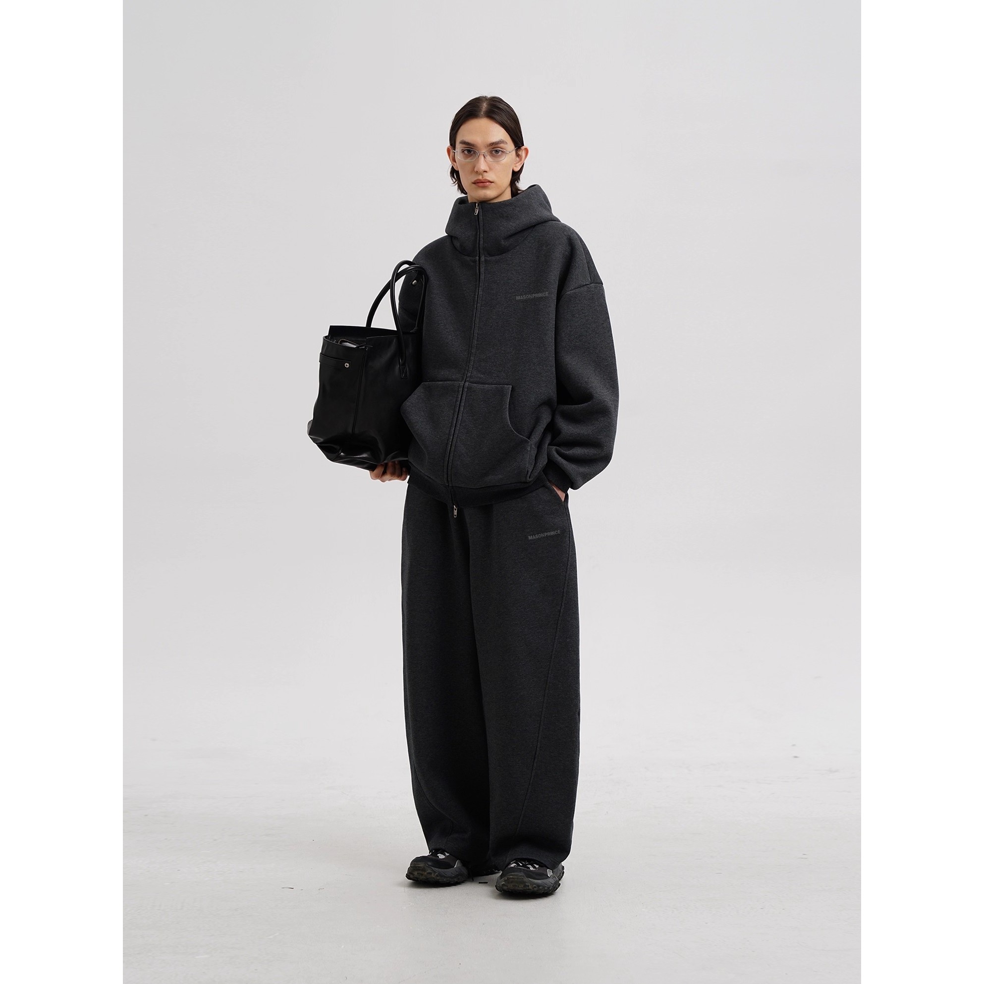 MASONPRINCE代言人系列 经典老灰 空气层立领卫衣套装