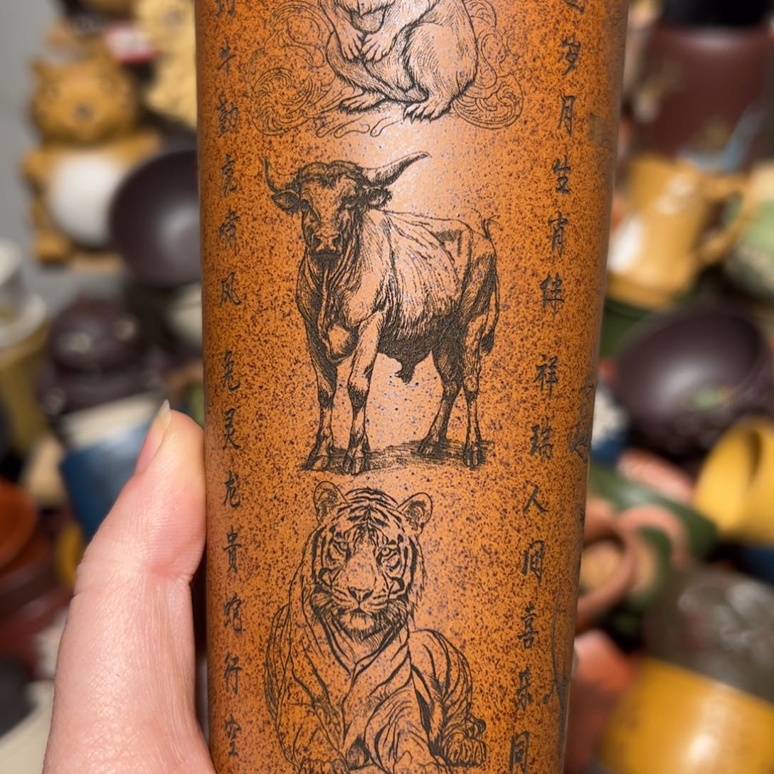 紫砂茶杯宜兴紫砂抓主人杯