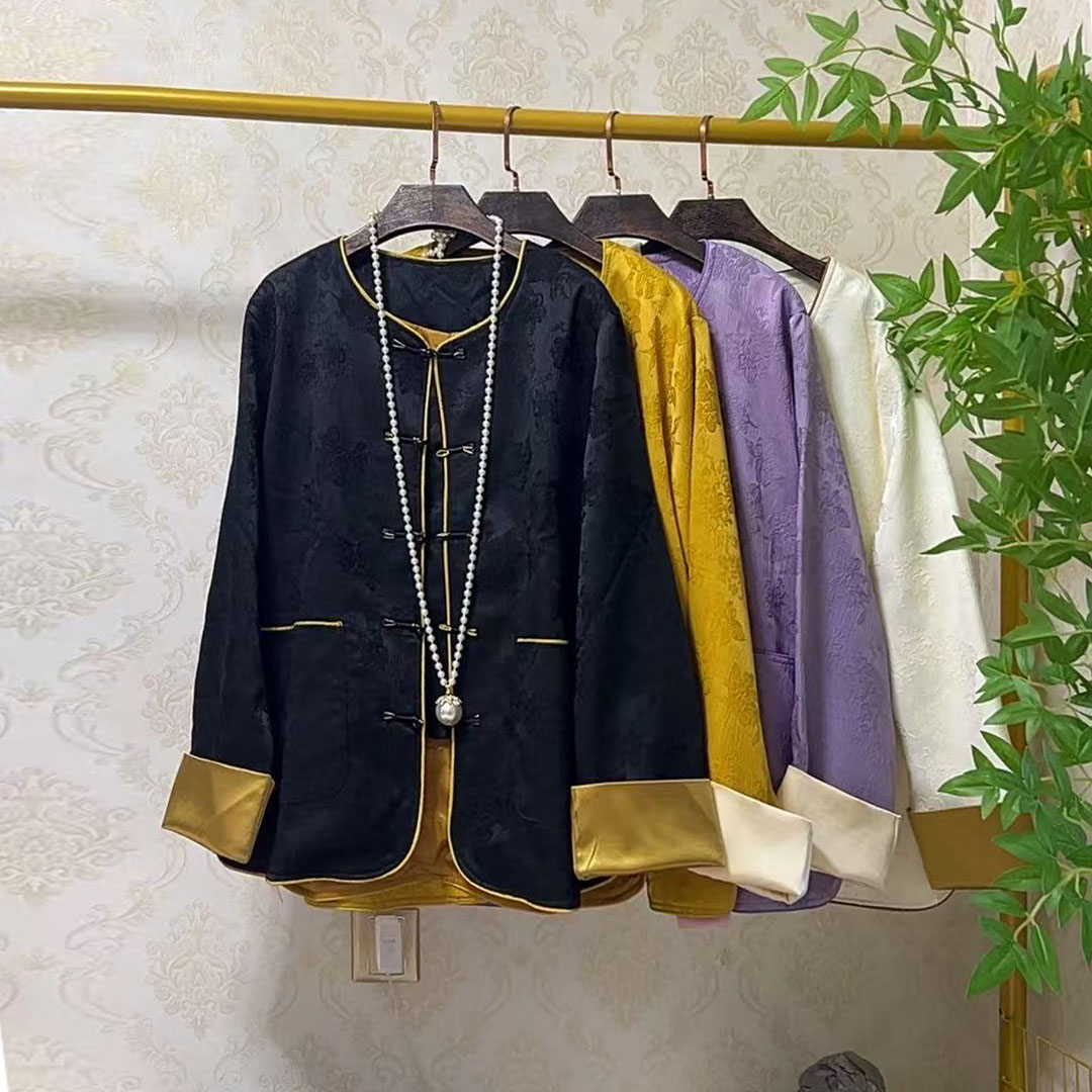 大聪国风新中式盘扣外套胖妹妹宽松春季新款老钱风200斤外衣24006