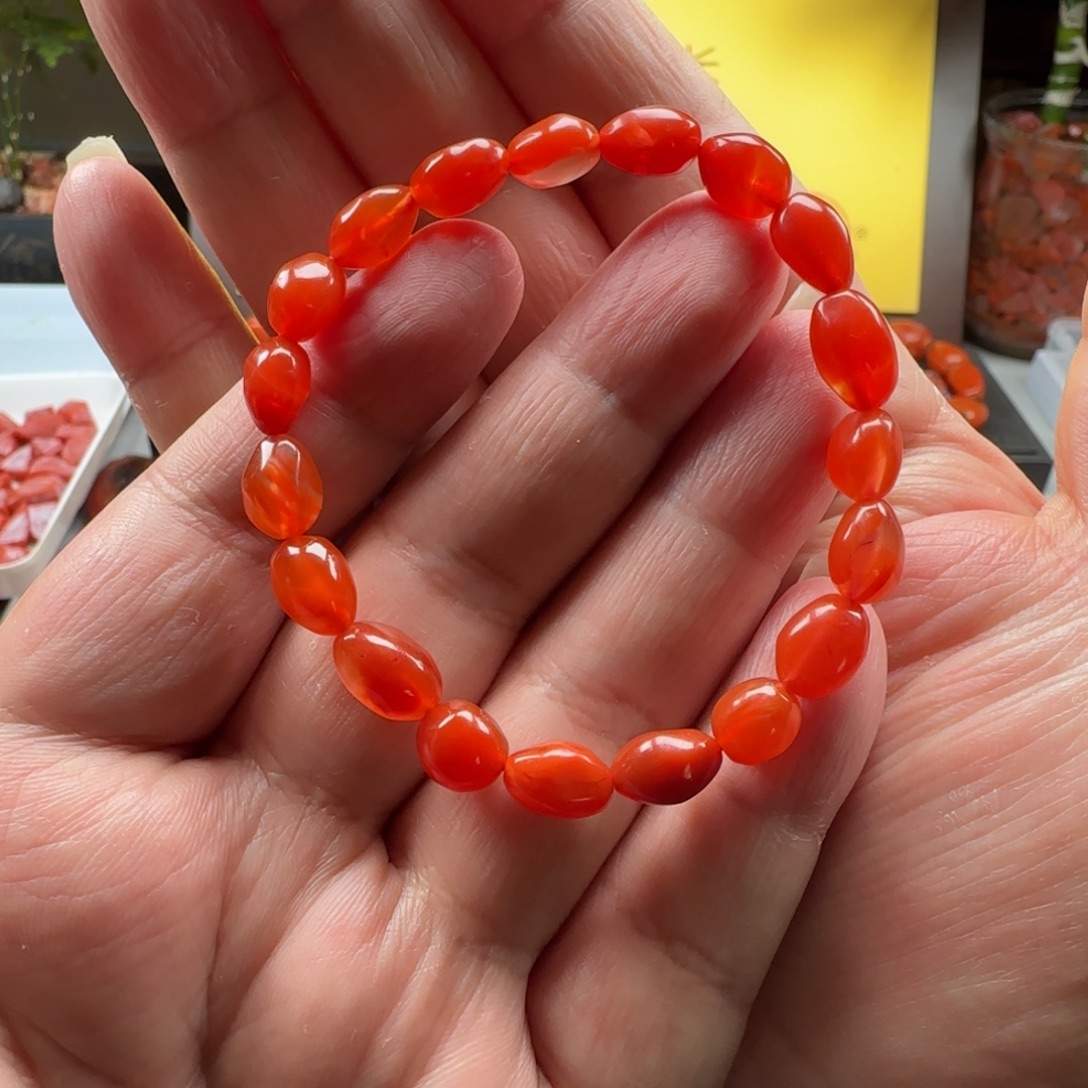 南红玛瑙未镶嵌河湾冰红随型手串