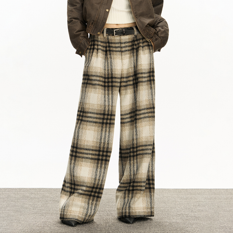 Ariseism 美式复古呢子休闲裤女春季新款长裤子