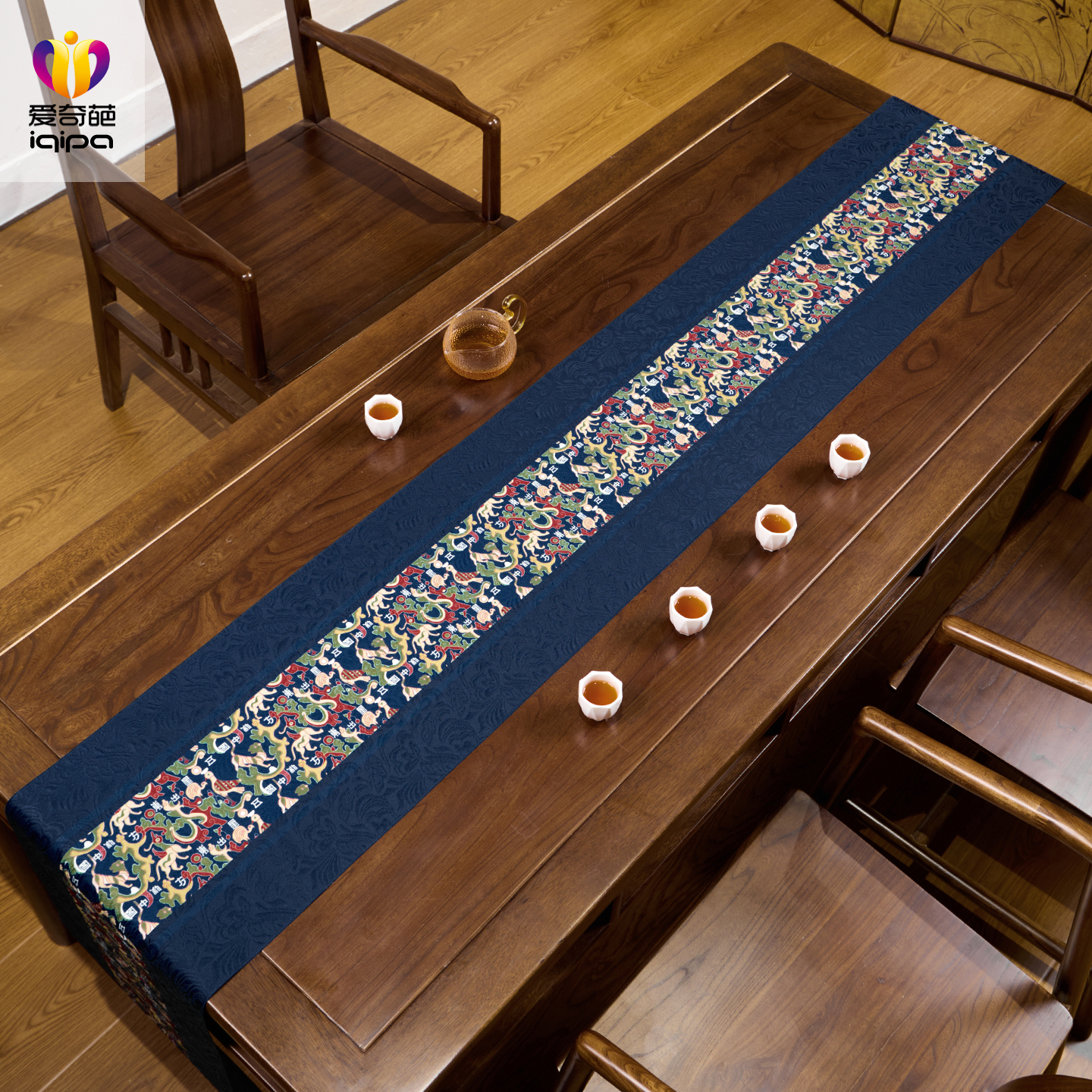 爱奇葩原创五星出东方高端防水桌旗茶席茶垫茶台桌布长条桌旗布