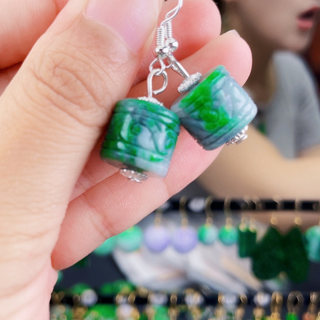 翡翠未镶嵌耳饰饰品