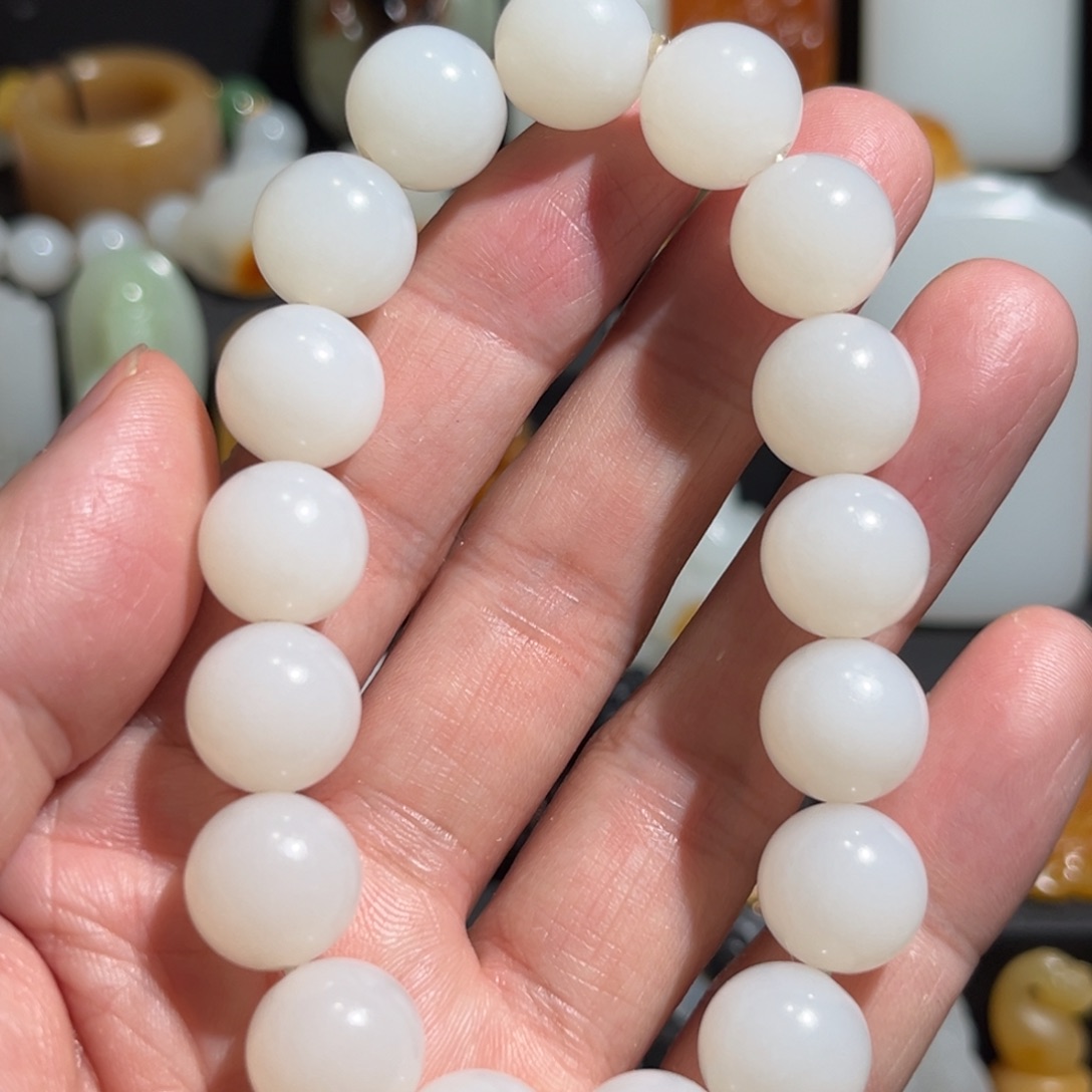 和田玉手串未镶嵌白玉精品手串