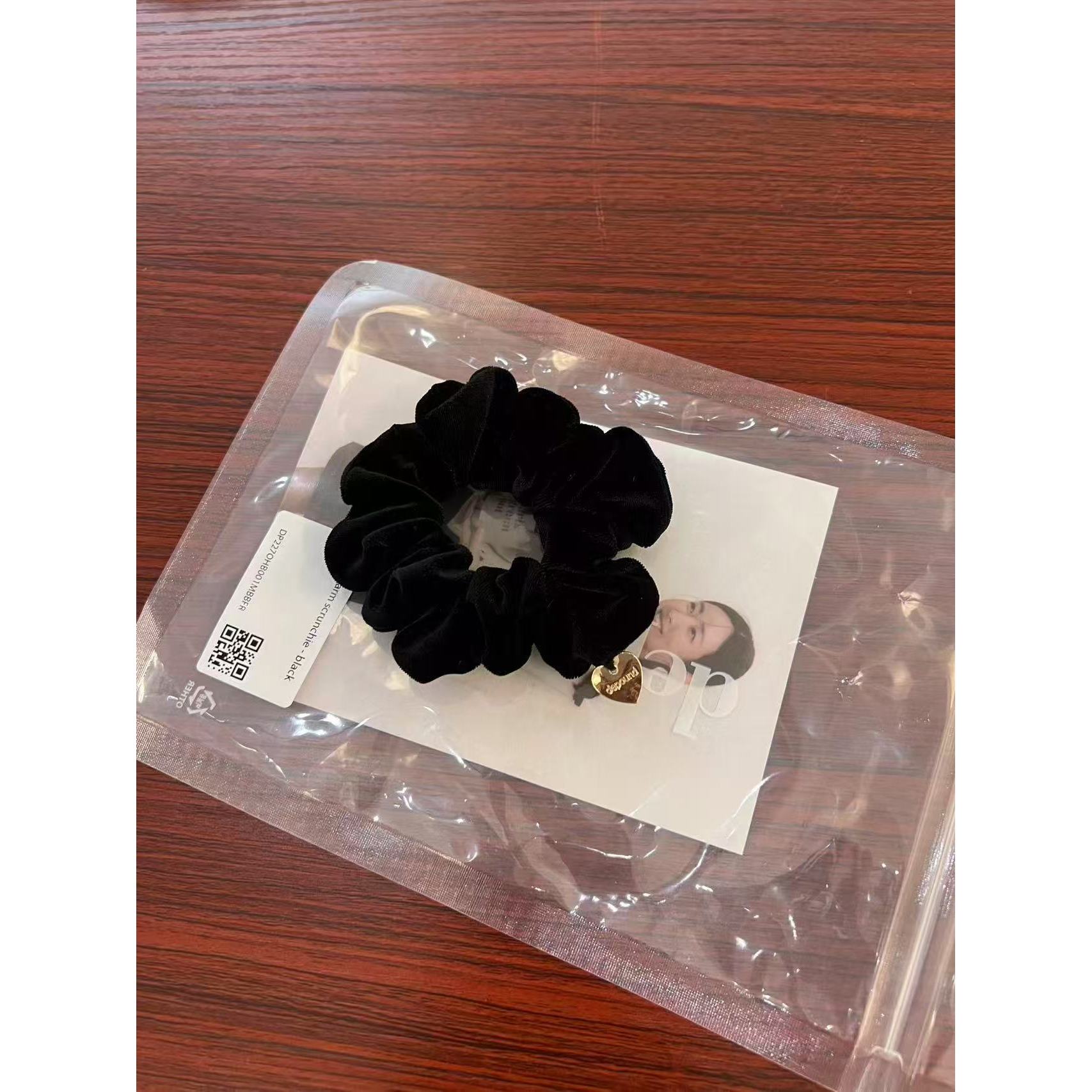 052349 黑色发圈头绳头饰大肠发圈橡皮筋扎头绳毛绒盘发布艺