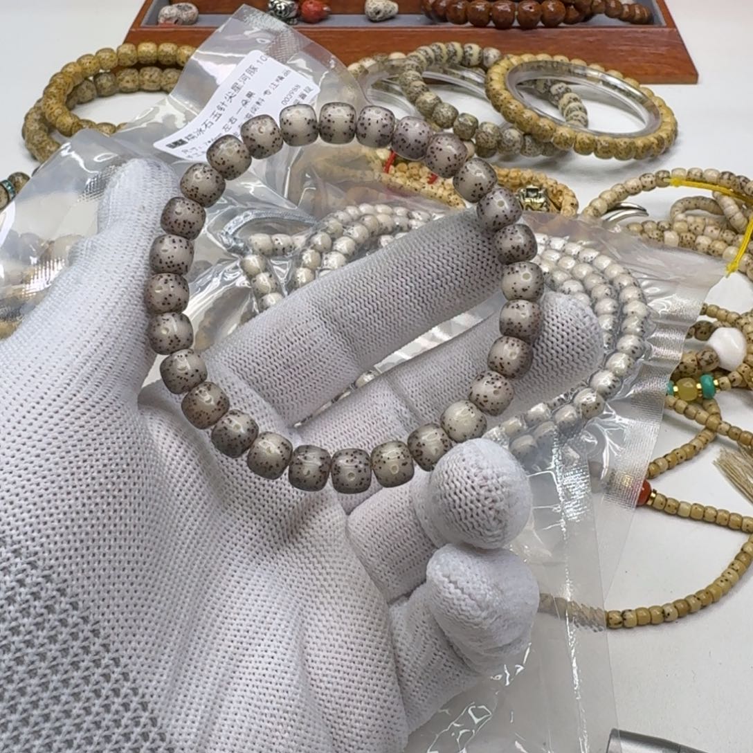 星月菩提手串23梵天果冻月留白针尖星8左右桶单圈