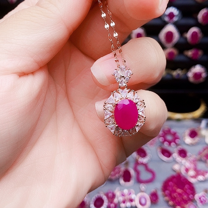 颈饰银S925镶嵌红宝石