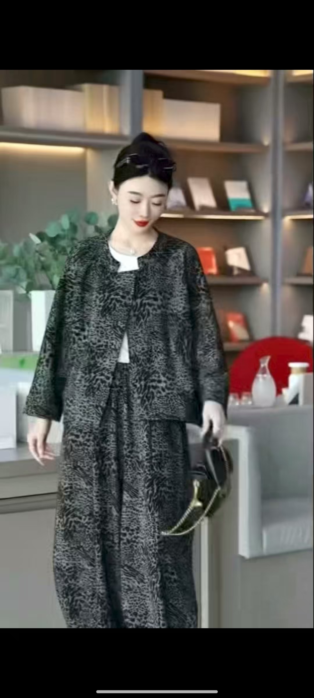 民族风女装网红时尚套装开衫重工黑色套装秋冬冬季气质女士阔腿