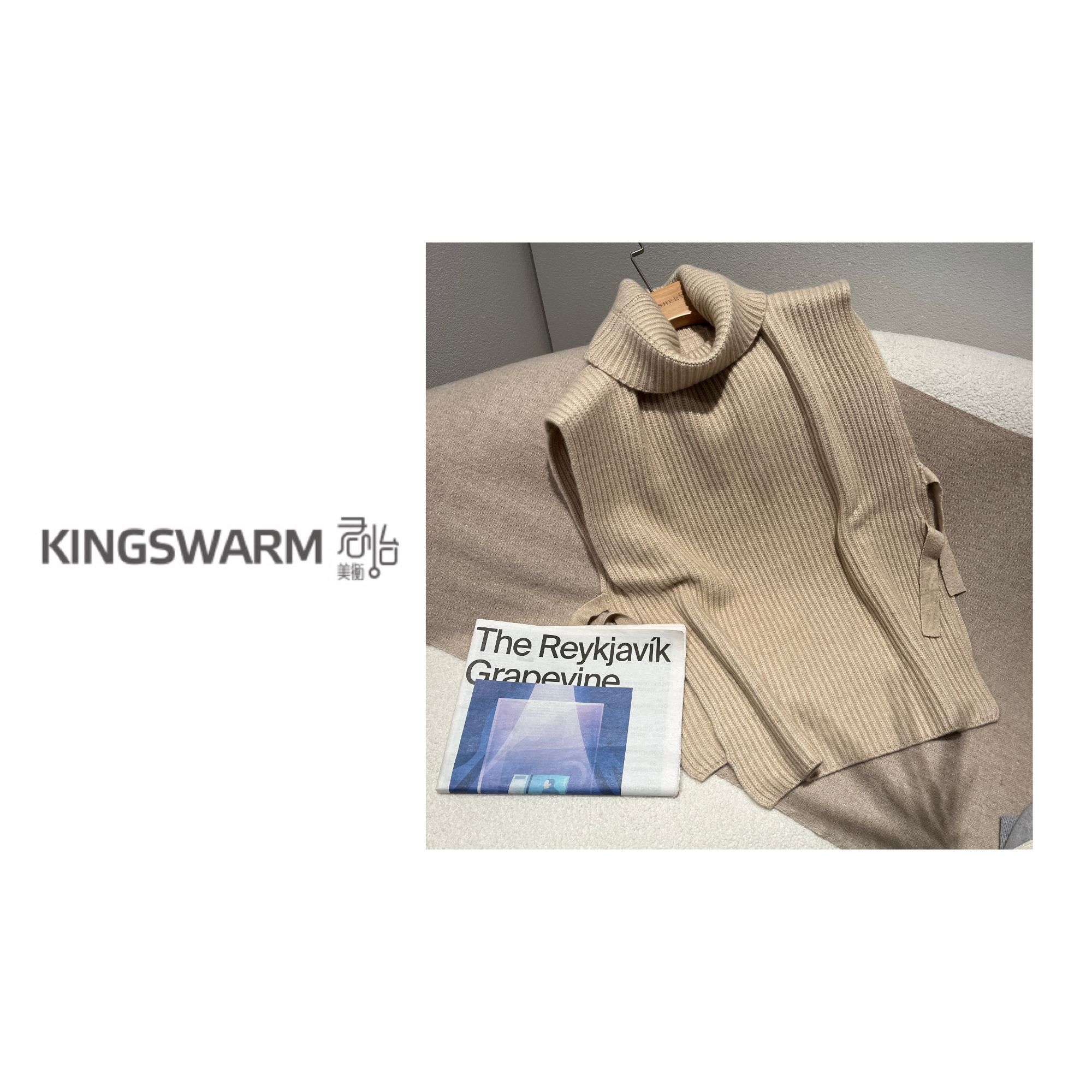 君怡【女士新款高翻领马甲】100山羊绒