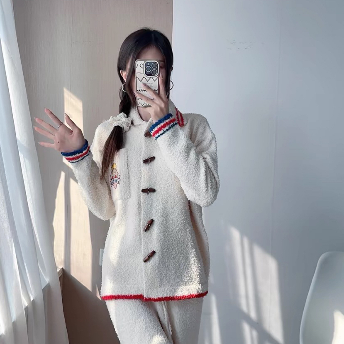 野- SP小王子半边绒家居服套装可外穿冬季情侣睡衣