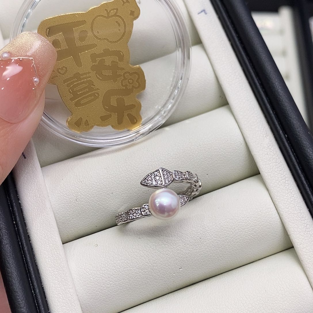 淡水珍珠戒指合金下单送金手机贴