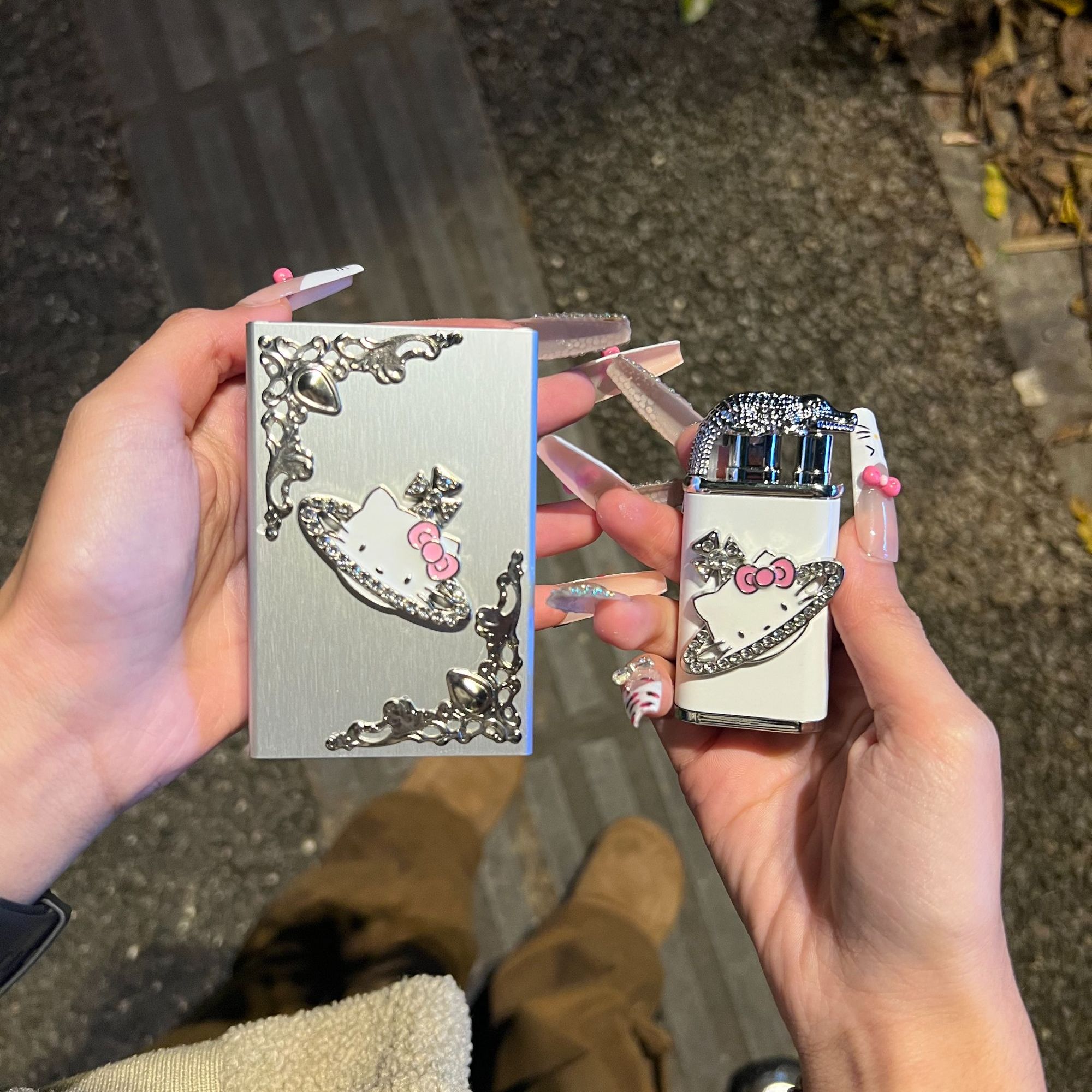 (KS手作）手作高颜值防风双火鳄鱼金属充气打火机男女送礼小众创意