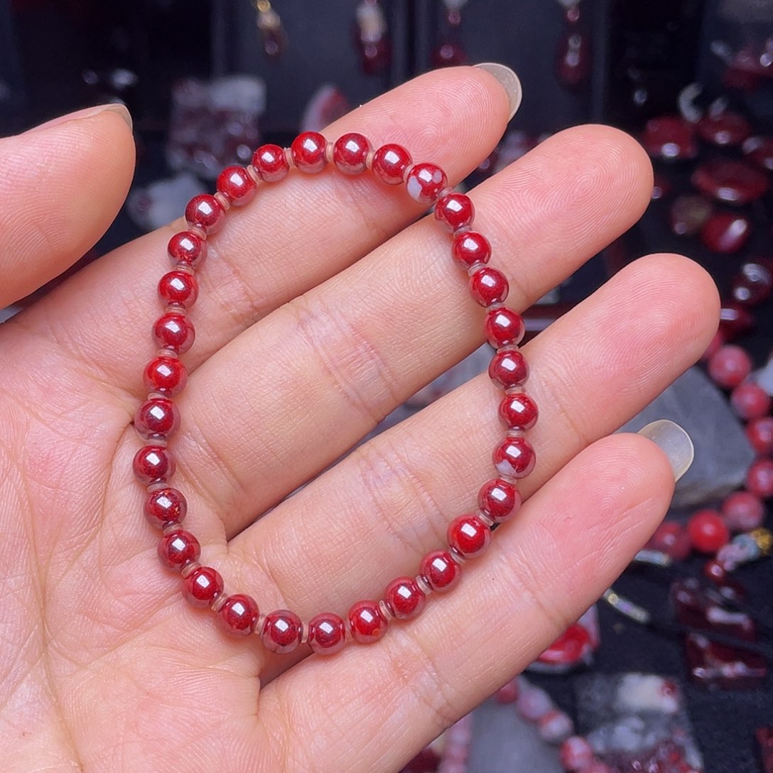 初***昕天然辰砂朱砂手串