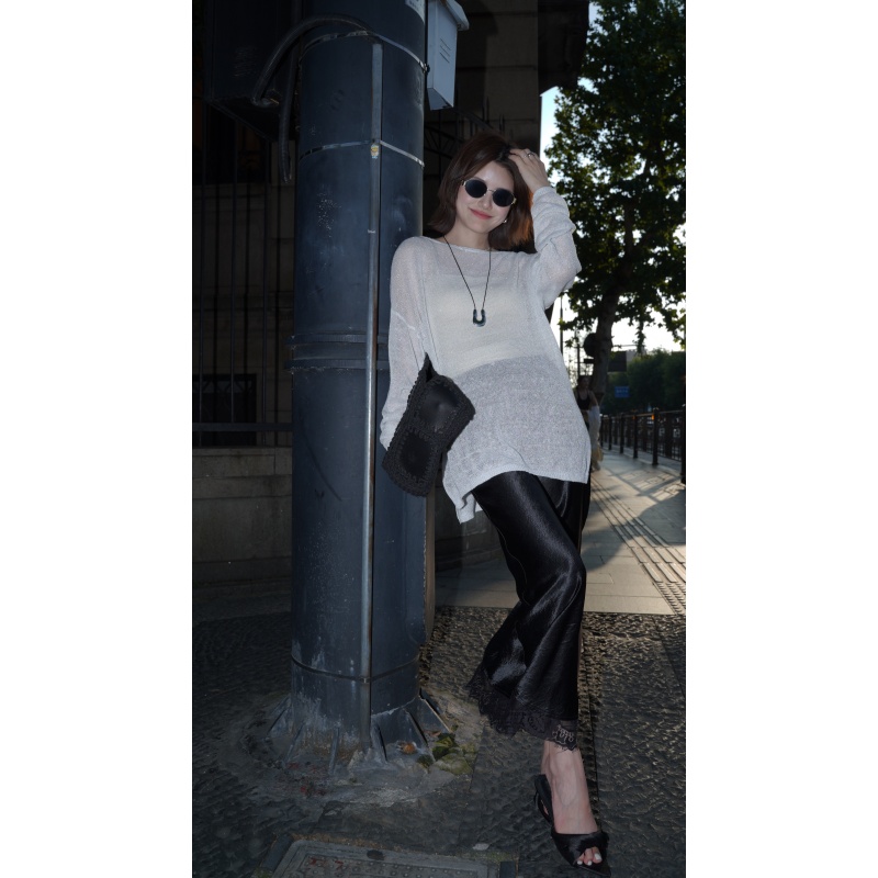 D.Angie【星河】进口100亚麻特殊纱线防晒空调罩衫松弛感针织衫女