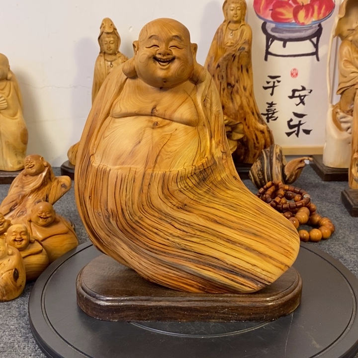 柏木（崖柏）弥勒佛摆件