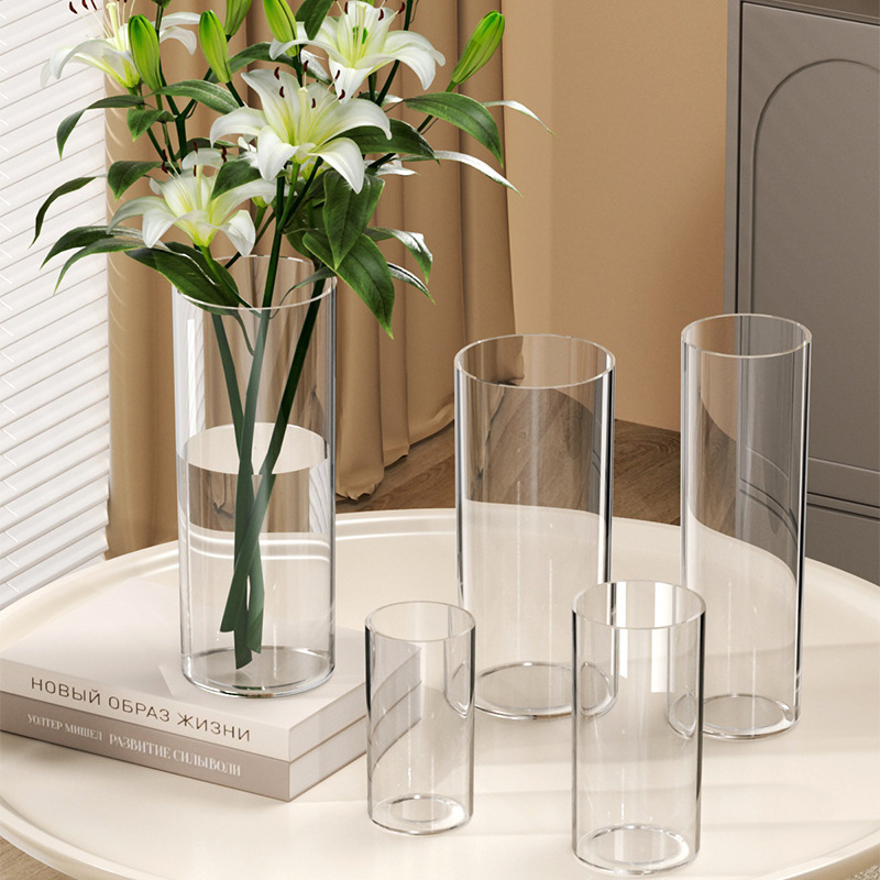[福利]大号插花桶透明大开口直筒亚克力花瓶客厅富贵竹鲜花