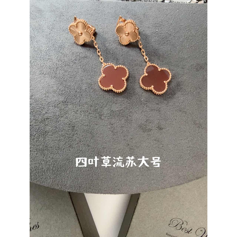 合金耳饰 V金高版本耳饰 四叶草流苏耳拍 137