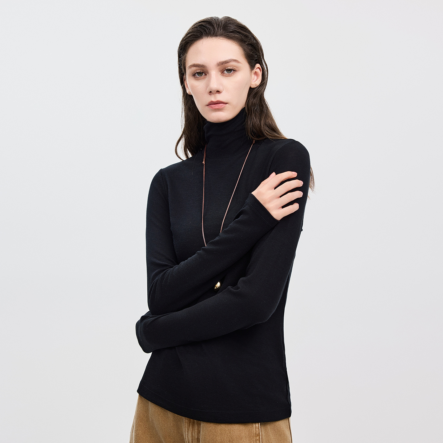 初棉【莱赛尔羊毛打底】兰精天丝羊毛长袖T恤糯亲肤打底衫366601035