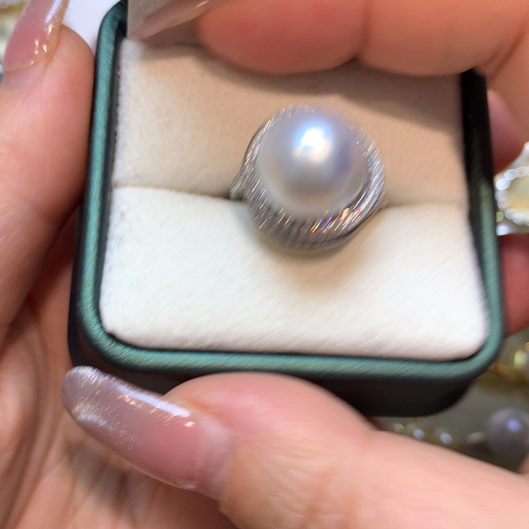 海水珍珠戒指银S925镶嵌